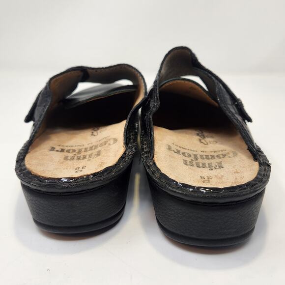 Finn Comfort Aussee Black Brown Croc Leather Mule Clog Women Size 38D US 7.5 - Picture 6 of 8